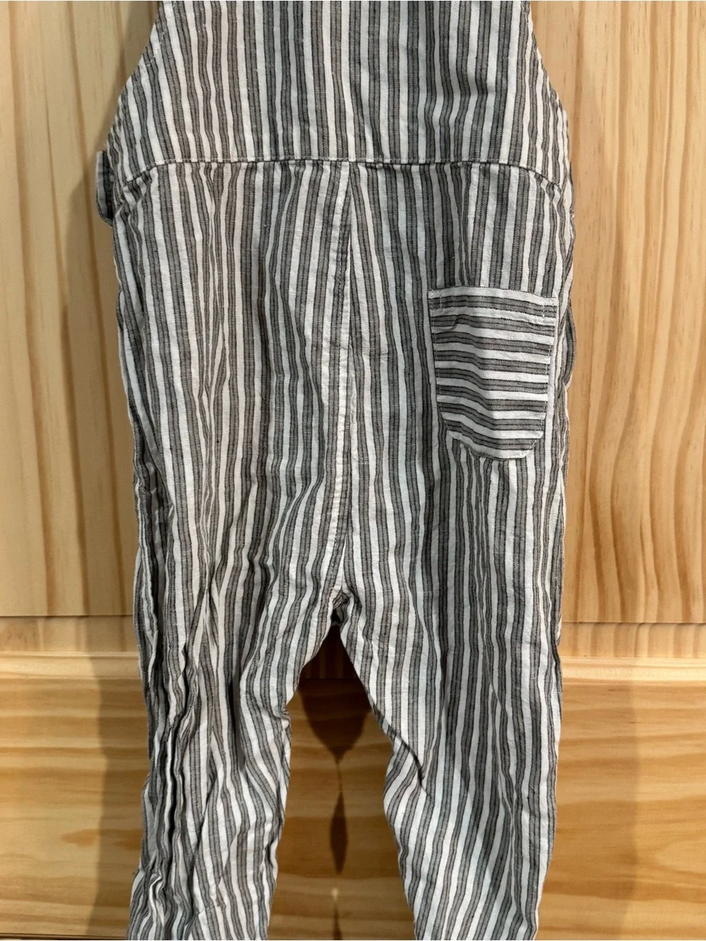 Rylee + Cru Kids Grey White Striped Linen Blend Overalls 2-3Y Bib Jumpsuit